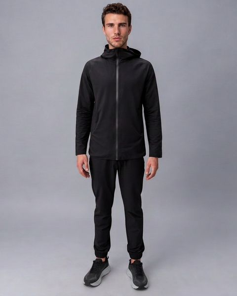 Antero Tall Tracksuit Jacket black — model photograph, edge-to-edge portrait format